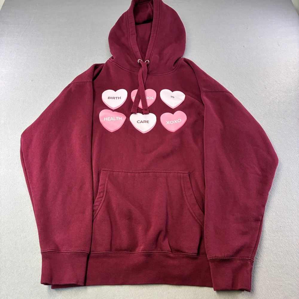 Feminist Birth Control Is Health Care Hoodie Unisex XL Burgundy Graphic